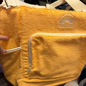 No Boundaries Bright Apricot Beach Cooler Terry Cloth Tote